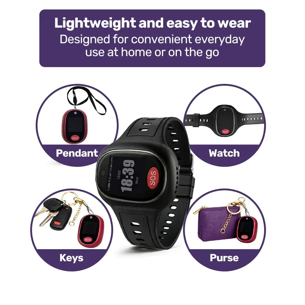 EQUIPMED Fall Detection Alarm Watch/Pendant with GPS and SOS Emergency Button, for Seniors, Location V219-HELPMAMHPD8A