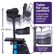EQUIPMED Upright Rollator Walker with Forearm Support Rests, Mobilty Aid with Seat, Blue V219-HELRLTEQU5BA