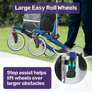 EQUIPMED Upright Rollator Walker with Forearm Support Rests, Mobilty Aid with Seat, Blue V219-HELRLTEQU5BA