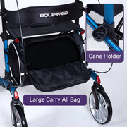 EQUIPMED Upright Rollator Walker with Forearm Support Rests, Mobilty Aid with Seat, Blue V219-HELRLTEQU5BA