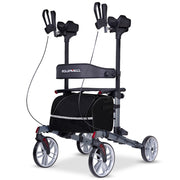 EQUIPMED Upright Rollator Walker with Forearm Rest Supports, Mobilty Aid with Seat, Grey V219-HELRLTEQU5GA