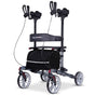 EQUIPMED Upright Rollator Walker with Forearm Rest Supports, Mobilty Aid with Seat, Grey V219-HELRLTEQU5GA