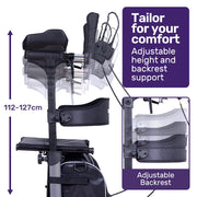 EQUIPMED Upright Rollator Walker with Forearm Rest Supports, Mobilty Aid with Seat, Grey V219-HELRLTEQU5GA