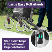EQUIPMED Upright Rollator Walker with Forearm Rest Supports, Mobilty Aid with Seat, Grey V219-HELRLTEQU5GA