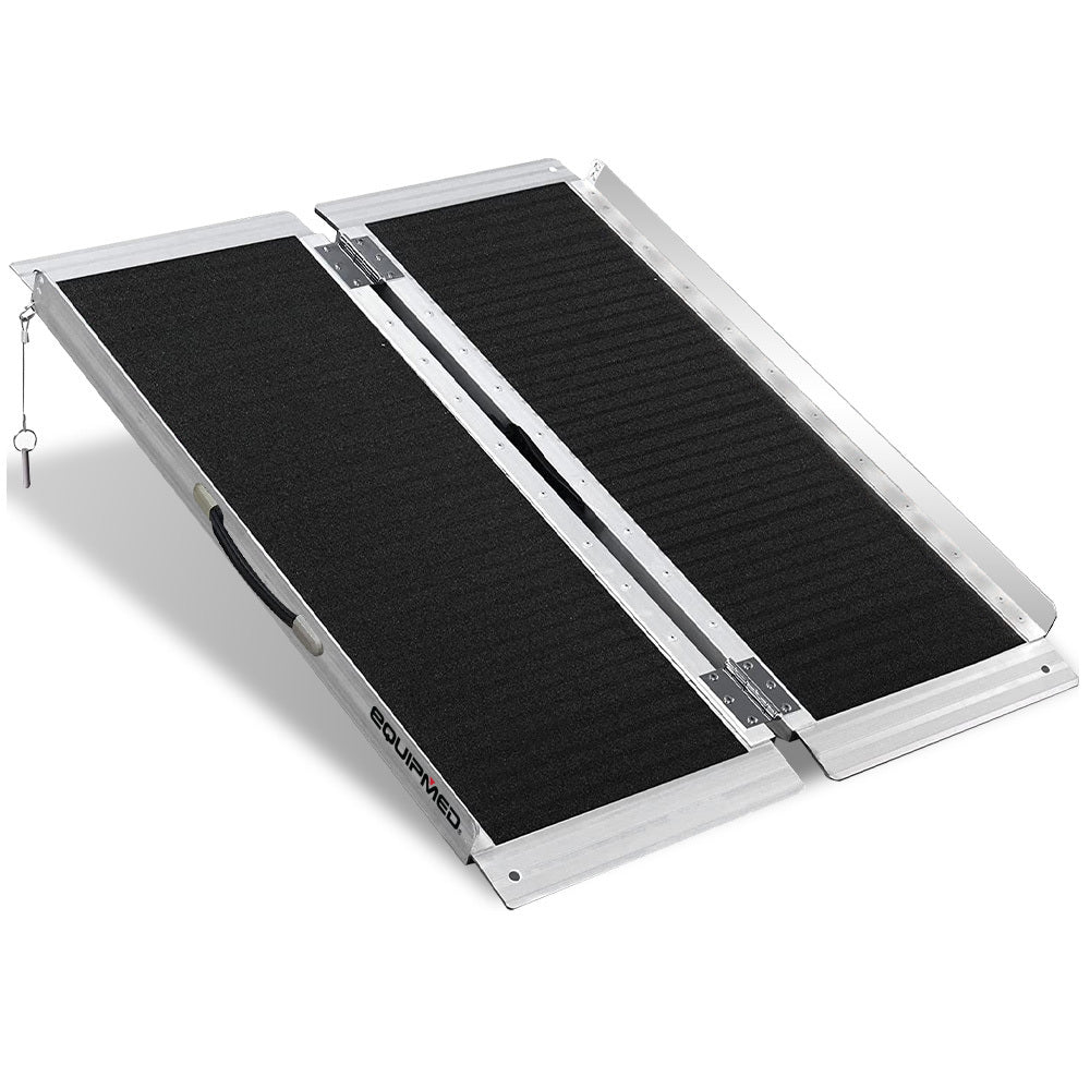 EQUIPMED 91cm Portable Folding Aluminium Access Ramp, 272kg Rated, Black Ultra-Grip, for Wheelchair, Mobility V219-HELRMPEQ09KA