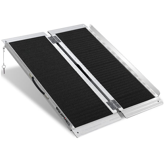 EQUIPMED 91cm Portable Folding Aluminium Access Ramp, 272kg Rated, Black Ultra-Grip, for Wheelchair, Mobility V219-HELRMPEQ09KA