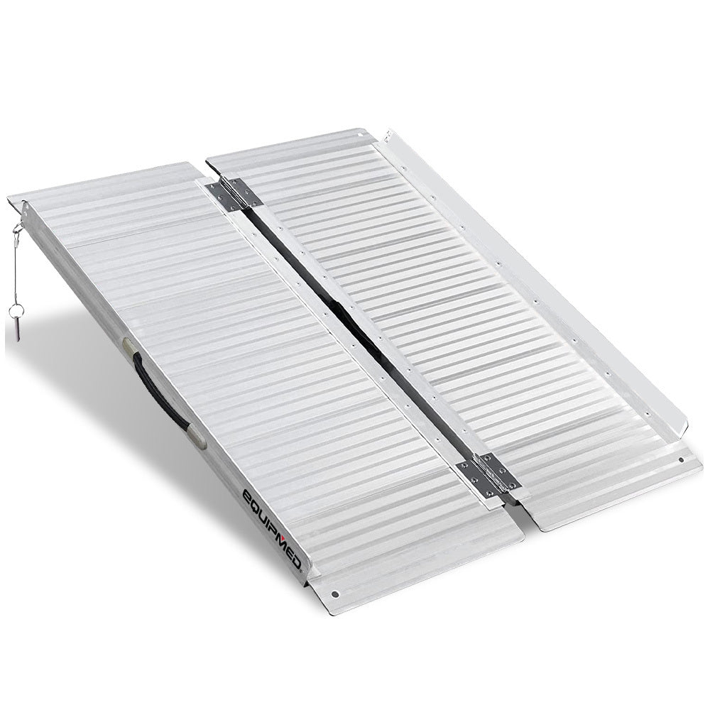 EQUIPMED 91cm Portable Folding Aluminium Access Ramp, 272kg Rated, for Wheelchair, Mobility Scooter, Rollator V219-HELRMPEQ09SA