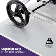 EQUIPMED 123cm Portable Folding Aluminium Access Ramp 272kg Rated, Silver, for Wheelchair, Mobility Scooter V219-HELRMPEQ13KA