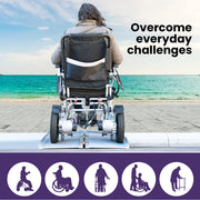 EQUIPMED 123cm Portable Folding Aluminium Access Ramp 272kg Rated, Silver, for Wheelchair, Mobility Scooter V219-HELRMPEQ13KA