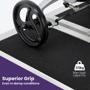 Equipmed 123cm Portable Folding Aluminium Access Ramp, 272kg Rated, Black Ultra-Grip, for Wheelchair, V219-HELRMPEQ13SA