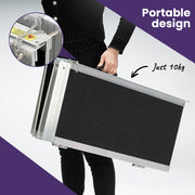 Equipmed 123cm Portable Folding Aluminium Access Ramp, 272kg Rated, Black Ultra-Grip, for Wheelchair, V219-HELRMPEQ13SA