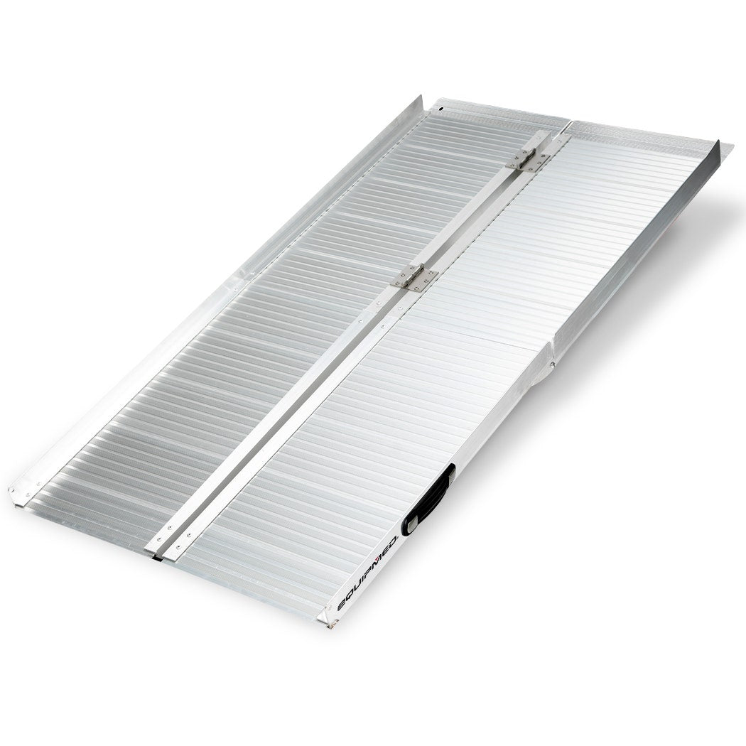EQUIPMED 152cm Portable Folding Aluminium Access Ramp, 272kg Rated, for Wheelchair, Mobility Scooter, Rollator V219-HELRMPEQ15KA