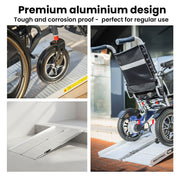 EQUIPMED 152cm Portable Folding Aluminium Access Ramp, 272kg Rated, for Wheelchair, Mobility Scooter, Rollator V219-HELRMPEQ15KA