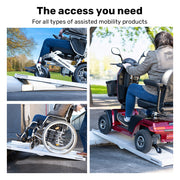 EQUIPMED 152cm Portable Folding Aluminium Access Ramp, 272kg Rated, for Wheelchair, Mobility Scooter, Rollator V219-HELRMPEQ15KA