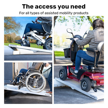 EQUIPMED 152cm Portable Folding Aluminium Access Ramp, 272kg Rated, for Wheelchair, Mobility Scooter, Rollator V219-HELRMPEQ15KA