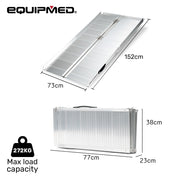 EQUIPMED 152cm Portable Folding Aluminium Access Ramp, 272kg Rated, for Wheelchair, Mobility Scooter, Rollator V219-HELRMPEQ15KA