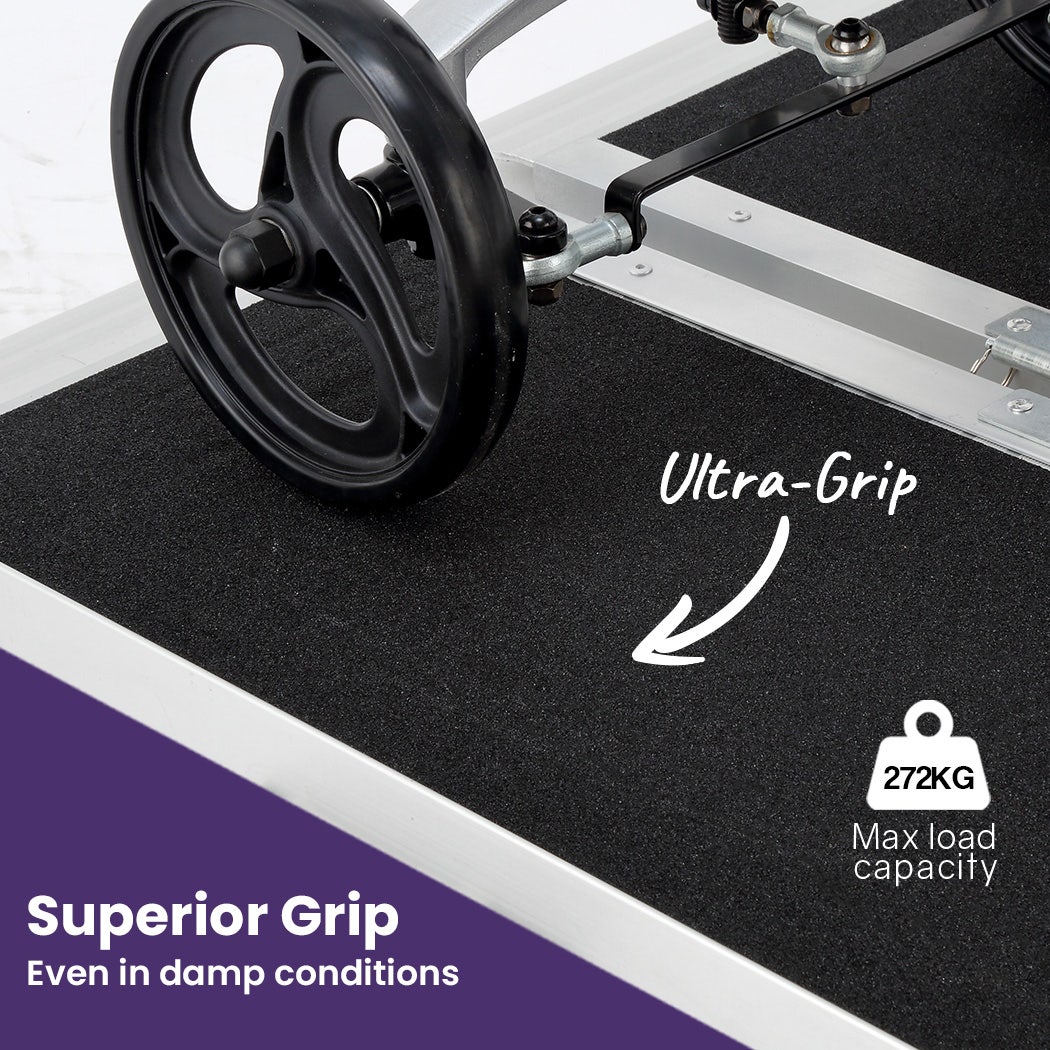 EQUIPMED 152cm Portable Folding Aluminium Access Ramp, 272kg Rated, for Wheelchair, Mobility Scooter, Rollator V219-HELRMPEQ15SA
