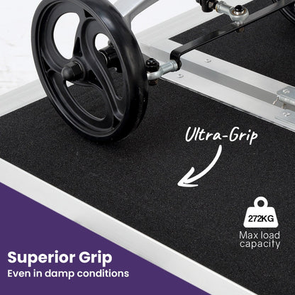 EQUIPMED 152cm Portable Folding Aluminium Access Ramp, 272kg Rated, for Wheelchair, Mobility Scooter, Rollator V219-HELRMPEQ15SA