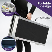 EQUIPMED 152cm Portable Folding Aluminium Access Ramp, 272kg Rated, for Wheelchair, Mobility Scooter, Rollator V219-HELRMPEQ15SA