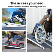 EQUIPMED 152cm Portable Folding Aluminium Access Ramp, 272kg Rated, for Wheelchair, Mobility Scooter, Rollator V219-HELRMPEQ15SA