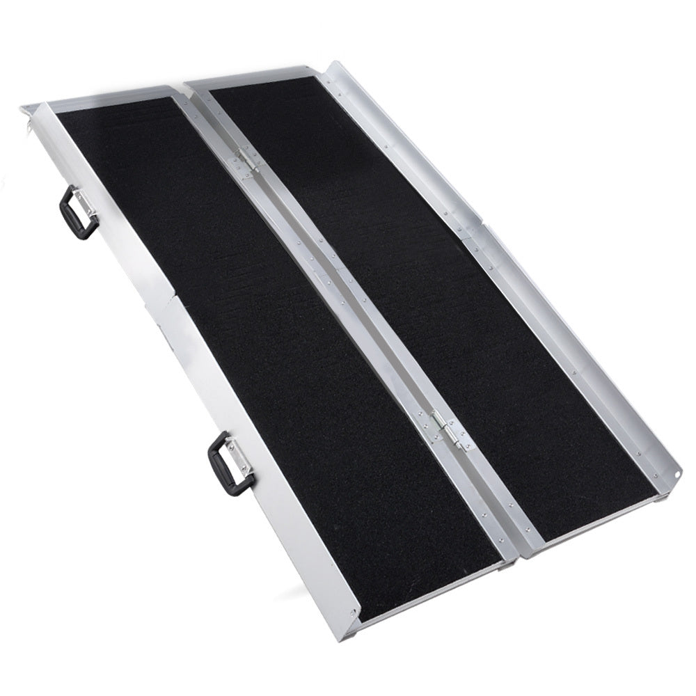 EQUIPMED 182cm Portable Folding Aluminium Access Ramp, 272kg Rated, Black Ultra-Grip, for Wheelchair, V219-HELRMPEQ18KA