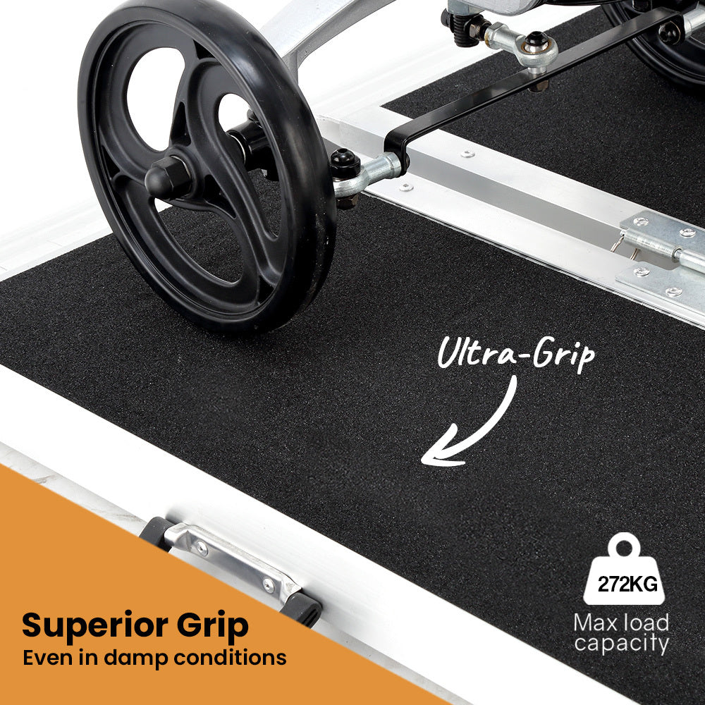 EQUIPMED 182cm Portable Folding Aluminium Access Ramp, 272kg Rated, Black Ultra-Grip, for Wheelchair, V219-HELRMPEQ18KA