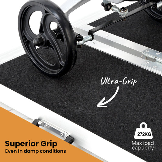 EQUIPMED 182cm Portable Folding Aluminium Access Ramp, 272kg Rated, Black Ultra-Grip, for Wheelchair, V219-HELRMPEQ18KA