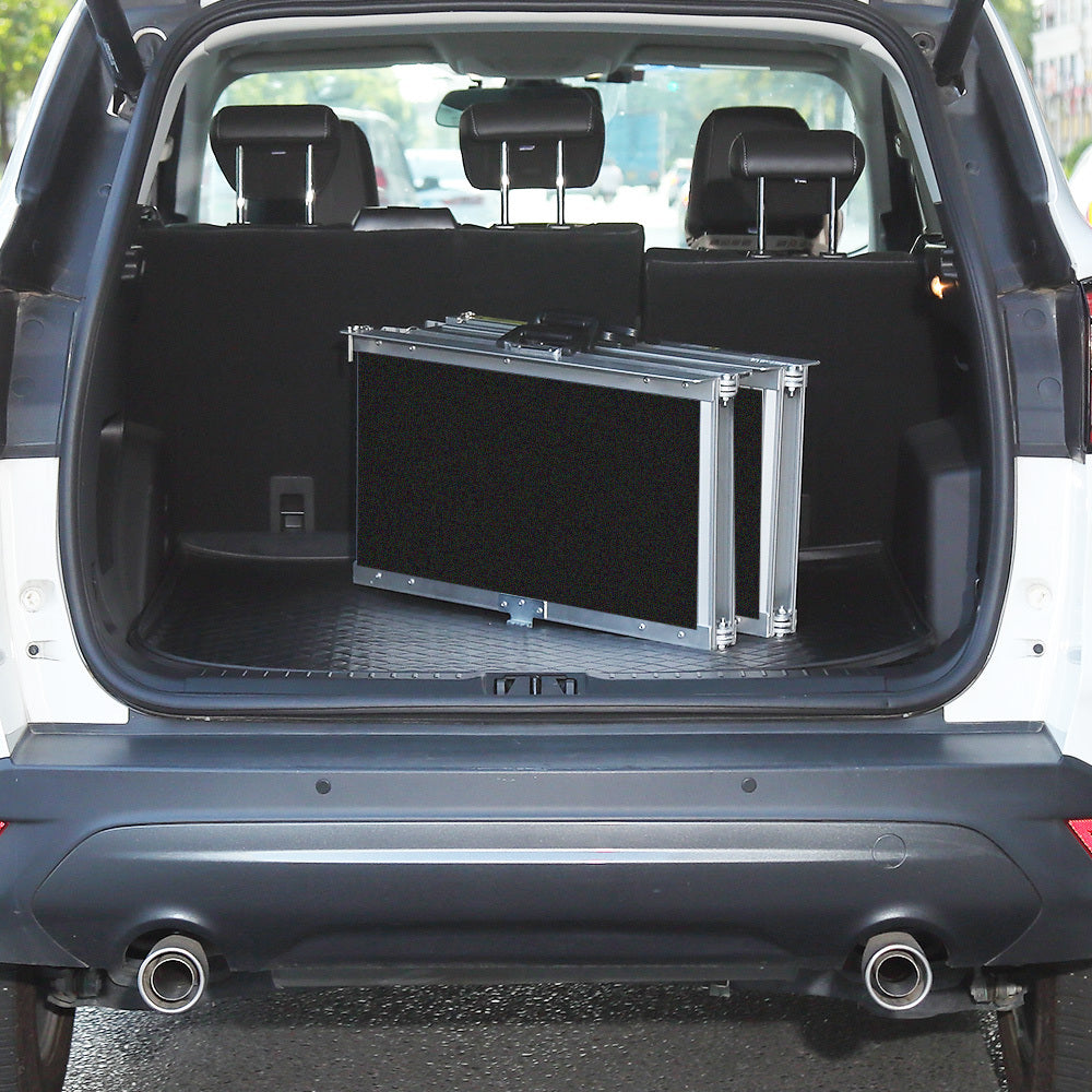 EQUIPMED 182cm Portable Folding Aluminium Access Ramp, 272kg Rated, Black Ultra-Grip, for Wheelchair, V219-HELRMPEQ18KA