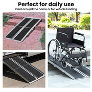 EQUIPMED 182cm Portable Folding Aluminium Access Ramp, 272kg Rated, Black Ultra-Grip, for Wheelchair, V219-HELRMPEQ18KA