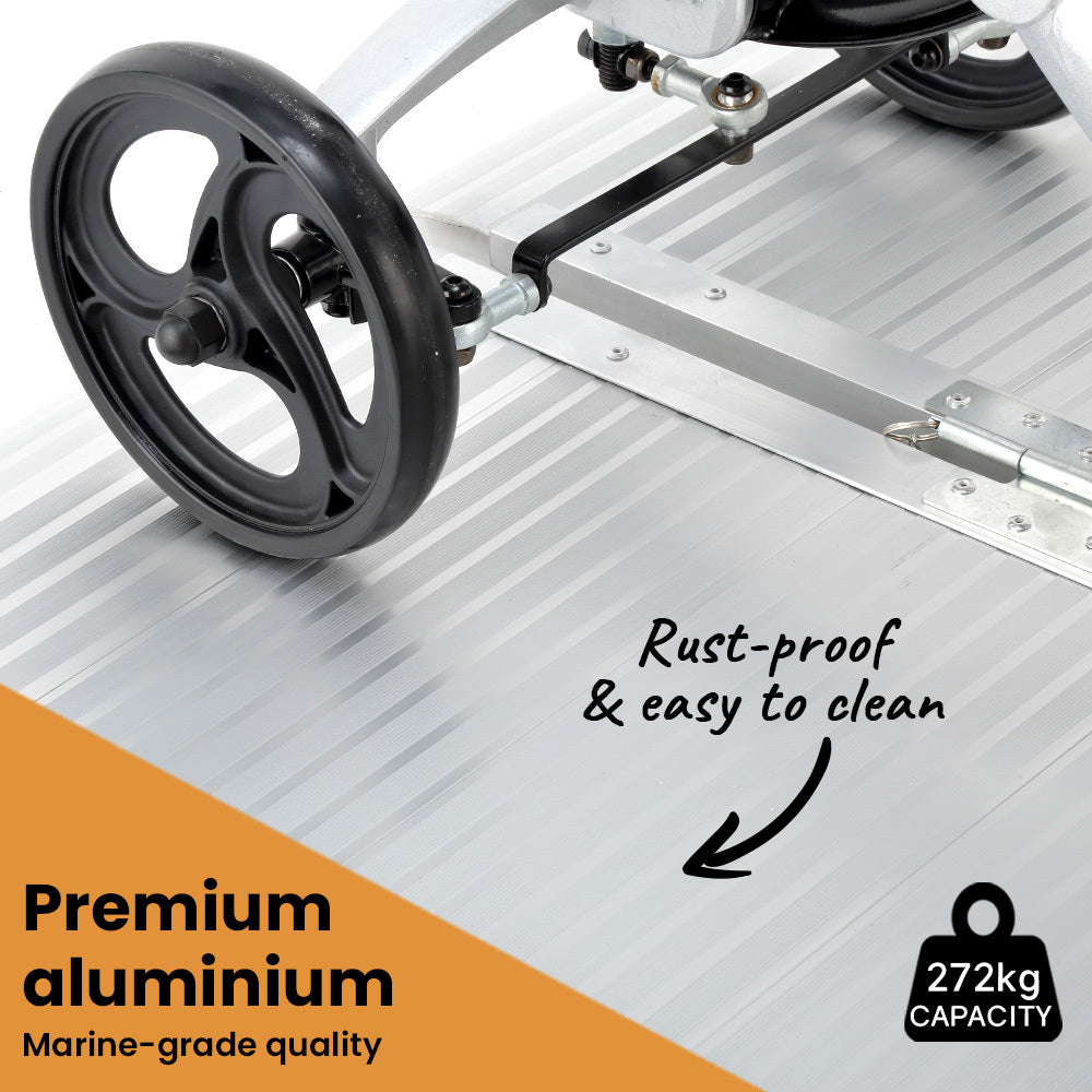EQUIPMED 182cm Portable Folding Aluminium Access Ramp, 272kg Rated, for Wheelchair, Mobility Scooter, Rollator V219-HELRMPEQ18SA