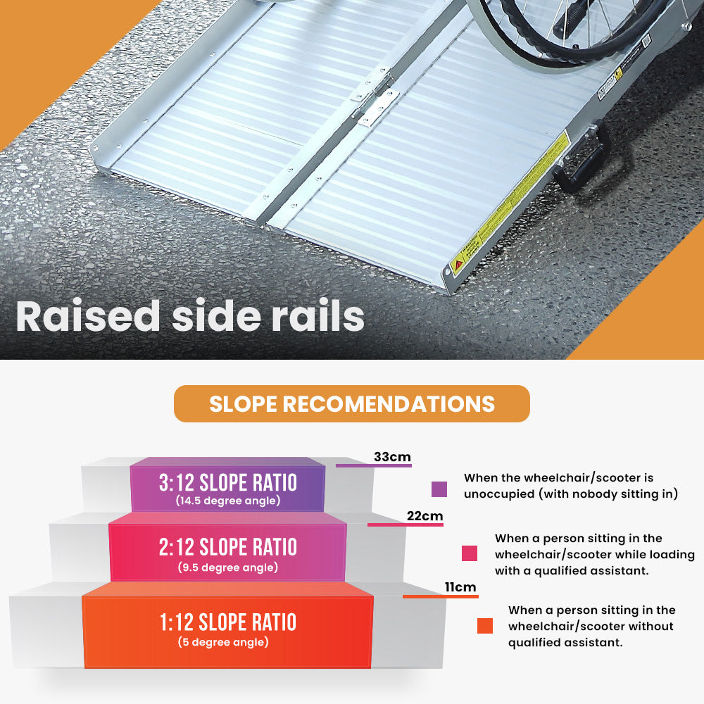 EQUIPMED 182cm Portable Folding Aluminium Access Ramp, 272kg Rated, for Wheelchair, Mobility Scooter, Rollator V219-HELRMPEQ18SA