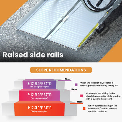 EQUIPMED 182cm Portable Folding Aluminium Access Ramp, 272kg Rated, for Wheelchair, Mobility Scooter, Rollator V219-HELRMPEQ18SA