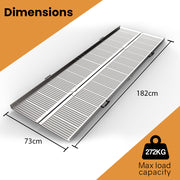 EQUIPMED 182cm Portable Folding Aluminium Access Ramp, 272kg Rated, for Wheelchair, Mobility Scooter, Rollator V219-HELRMPEQ18SA