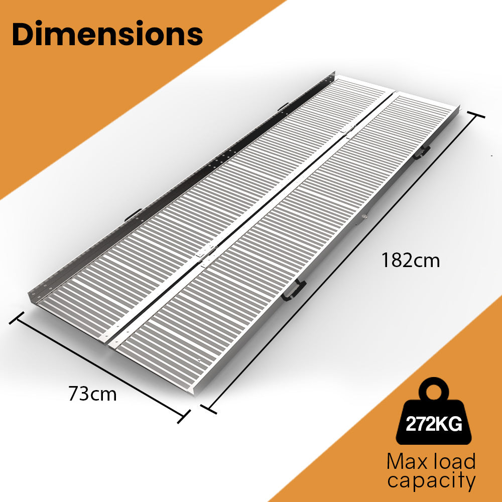 EQUIPMED 182cm Portable Folding Aluminium Access Ramp, 272kg Rated, for Wheelchair, Mobility Scooter, Rollator V219-HELRMPEQ18SA