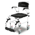 Equipmed Commode Shower Chair, Over Toilet or Bedside 136kg Capacity Aluminium frame with Wheels, Black V219-HELSBSEQCC5A
