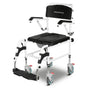 Equipmed Commode Shower Chair, Over Toilet or Bedside 136kg Capacity Aluminium frame with Wheels, Black V219-HELSBSEQCC5A