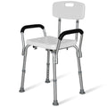 EQUIPMED Shower Chair Bath Seat 120kg Capacity, with Arms, Adjustable Height, for Elderly, White V219-HELSBSEQSC6A