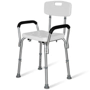 EQUIPMED Shower Chair Bath Seat 120kg Capacity, with Arms, Adjustable Height, for Elderly, White V219-HELSBSEQSC6A