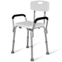 EQUIPMED Shower Chair Bath Seat 120kg Capacity, with Arms, Adjustable Height, for Elderly, White V219-HELSBSEQSC6A
