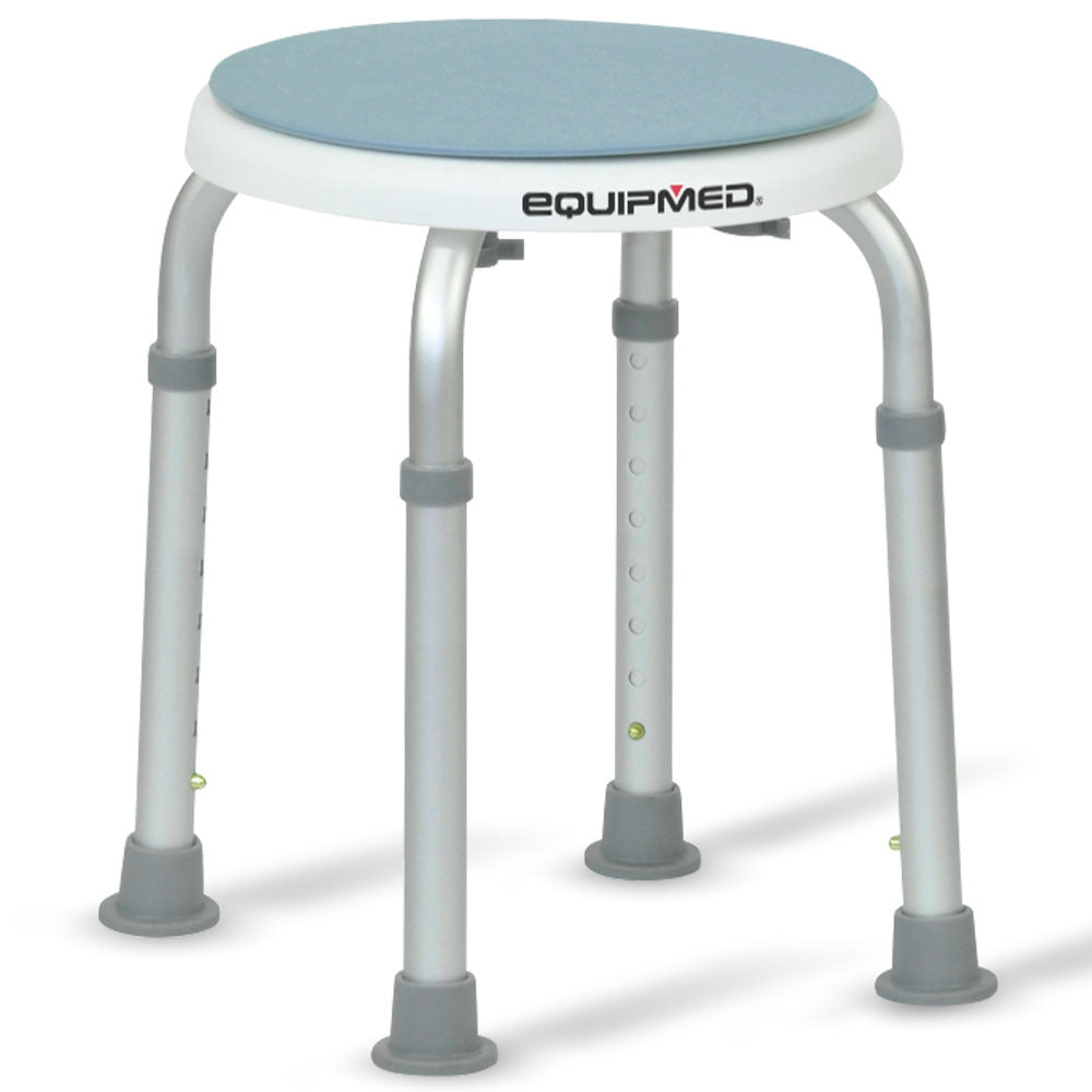 Equipmed Shower Chair Bath Stool, with 360-degree Swivel Rotating Seat for Elderly, White/Blue V219-HELSBSEQSS5A