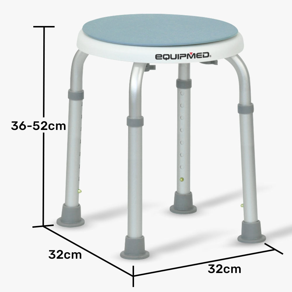 Equipmed Shower Chair Bath Stool, with 360-degree Swivel Rotating Seat for Elderly, White/Blue V219-HELSBSEQSS5A