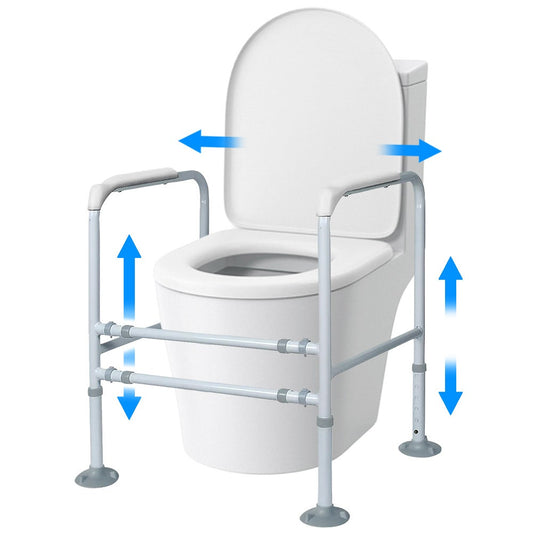 Equipmed Over Toilet Support Frame Safety Grab Aid Rail, 125kg Capacity, Adjustable Height and Width V219-HELSBSEQTA6A