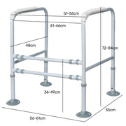 Equipmed Over Toilet Support Frame Safety Grab Aid Rail, 125kg Capacity, Adjustable Height and Width V219-HELSBSEQTA6A