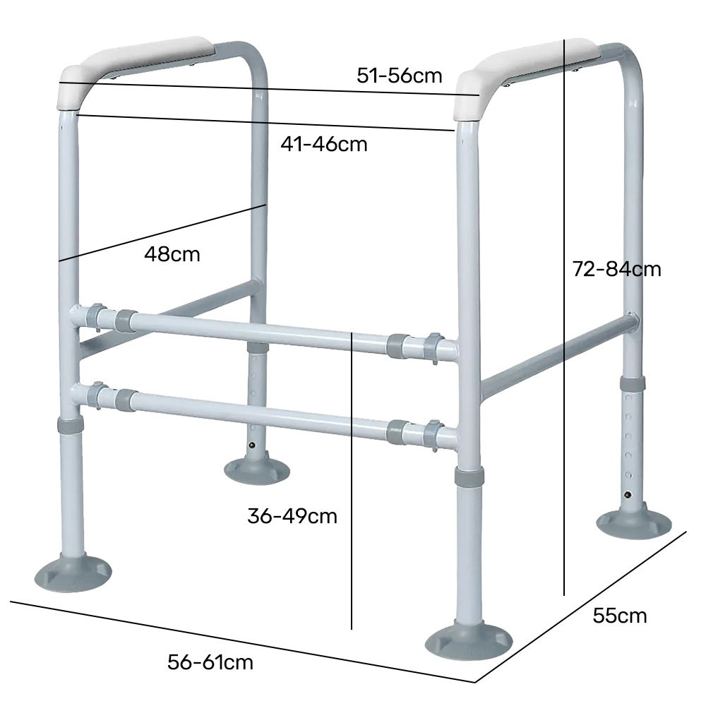Equipmed Over Toilet Support Frame Safety Grab Aid Rail, 125kg Capacity, Adjustable Height and Width V219-HELSBSEQTA6A