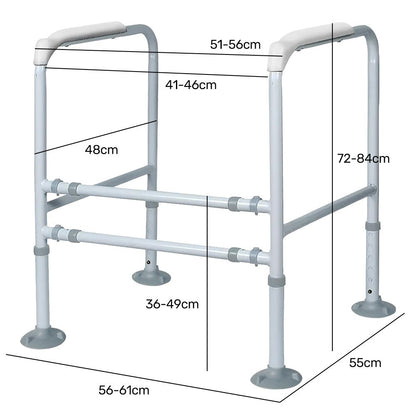 Equipmed Over Toilet Support Frame Safety Grab Aid Rail, 125kg Capacity, Adjustable Height and Width V219-HELSBSEQTA6A
