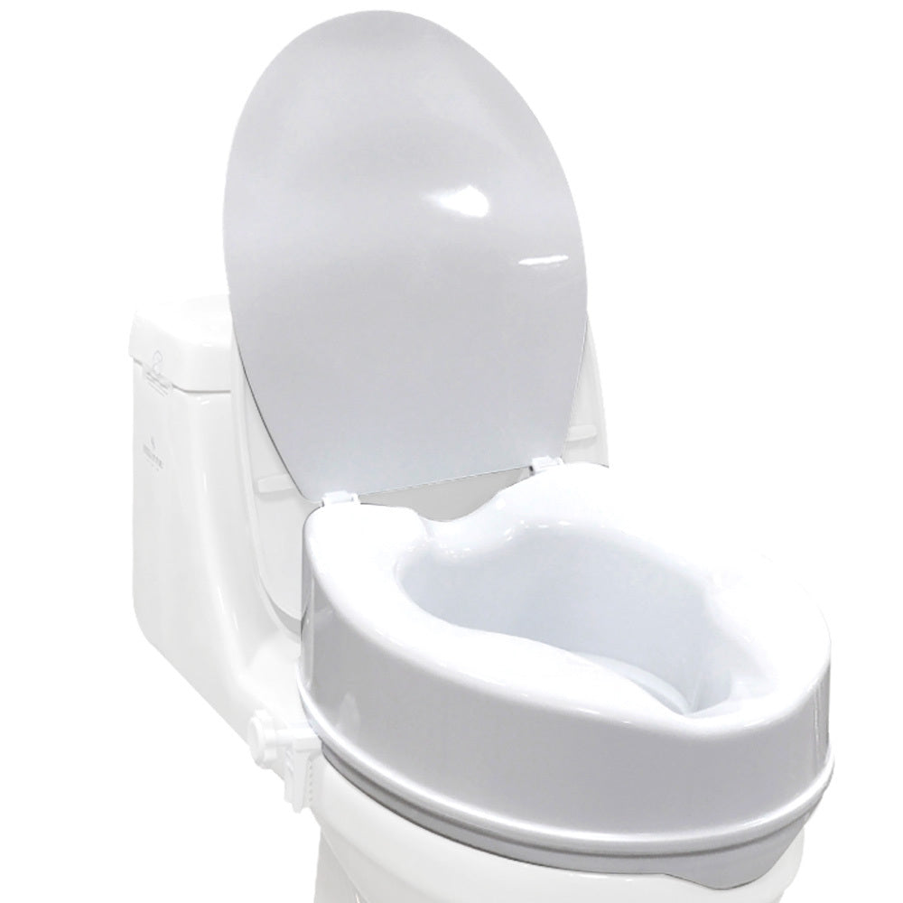 EQUIPMED Raised Over Toilet Seat, 10cm Riser, 125kg Capacity, Raiser with Lid, White V219-HELSBSEQTS7A