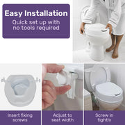 EQUIPMED Raised Over Toilet Seat, 10cm Riser, 125kg Capacity, Raiser with Lid, White V219-HELSBSEQTS7A