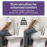 EQUIPMED Raised Over Toilet Seat, 10cm Riser, 125kg Capacity, Raiser with Lid, White V219-HELSBSEQTS7A