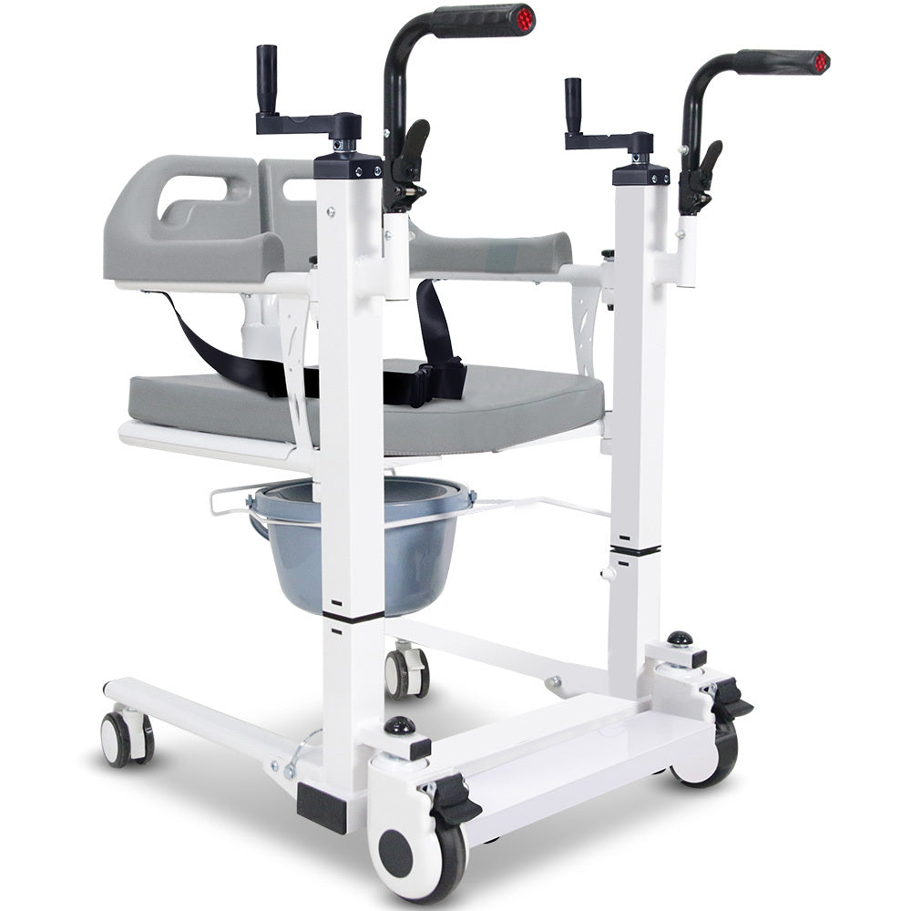 EQUIPMED 4in1 Patient Lift Transfer Chair, Manual Height Adjustment, Shower Compatible, Over Toilet, V219-HELTRNEQHT3A