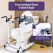 EQUIPMED 4in1 Patient Lift Transfer Chair, Manual Height Adjustment, Shower Compatible, Over Toilet, V219-HELTRNEQHT3A